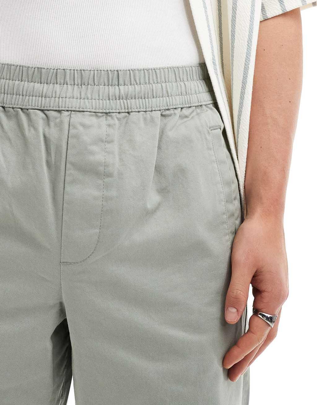 ASOS DESIGN relaxed fit pull on pants in sage green Product Image