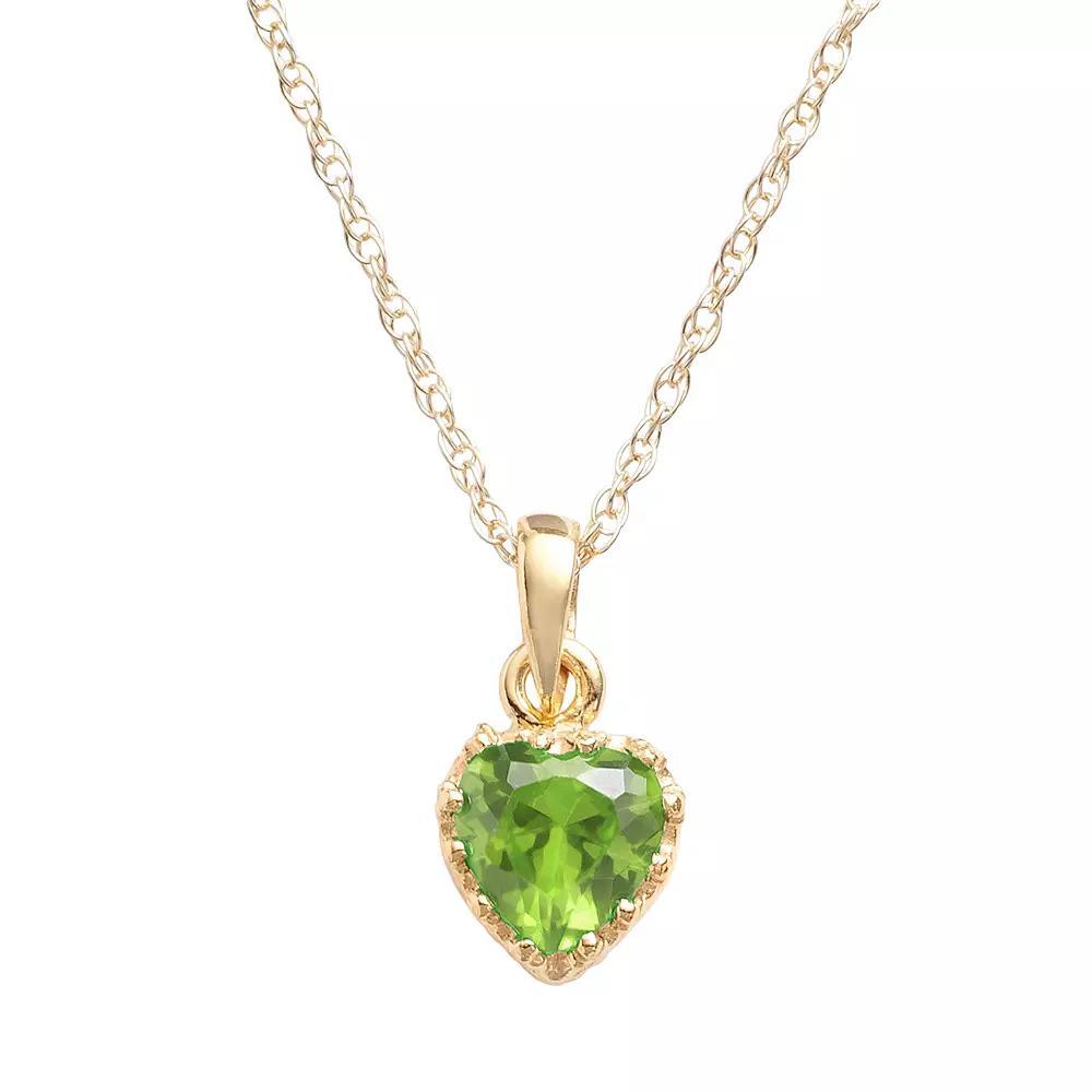 Designs by Gioelli 14k Gold Over Silver Peridot Heart Crown Pendant, Womens Green Product Image