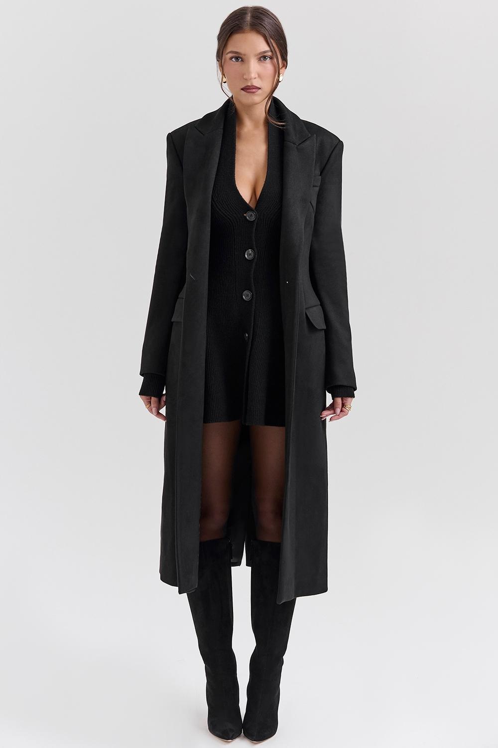 Remi Black Single Breasted Long Coat Product Image