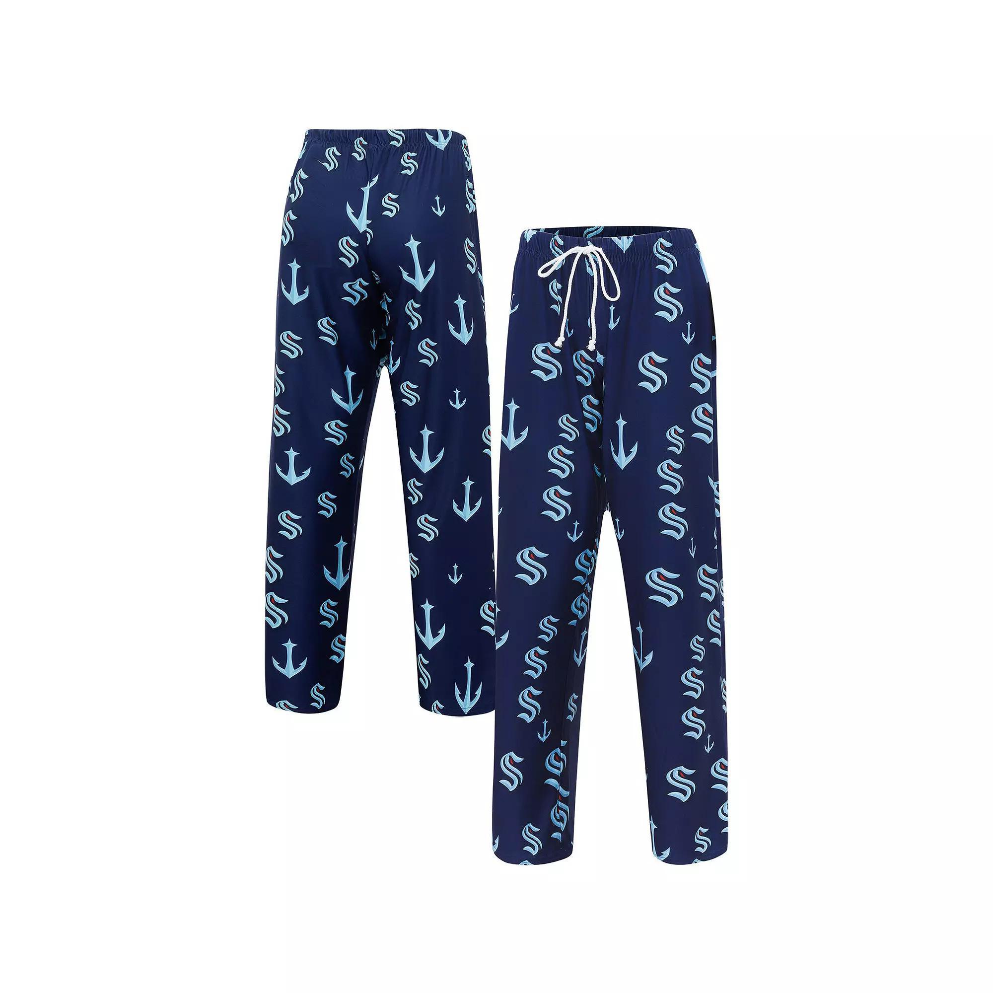 Women's Concepts Sport Deep Sea Blue Seattle Kraken Gauge Allover Print Knit Sleep Pants, Size: XL, Krk Blue Product Image