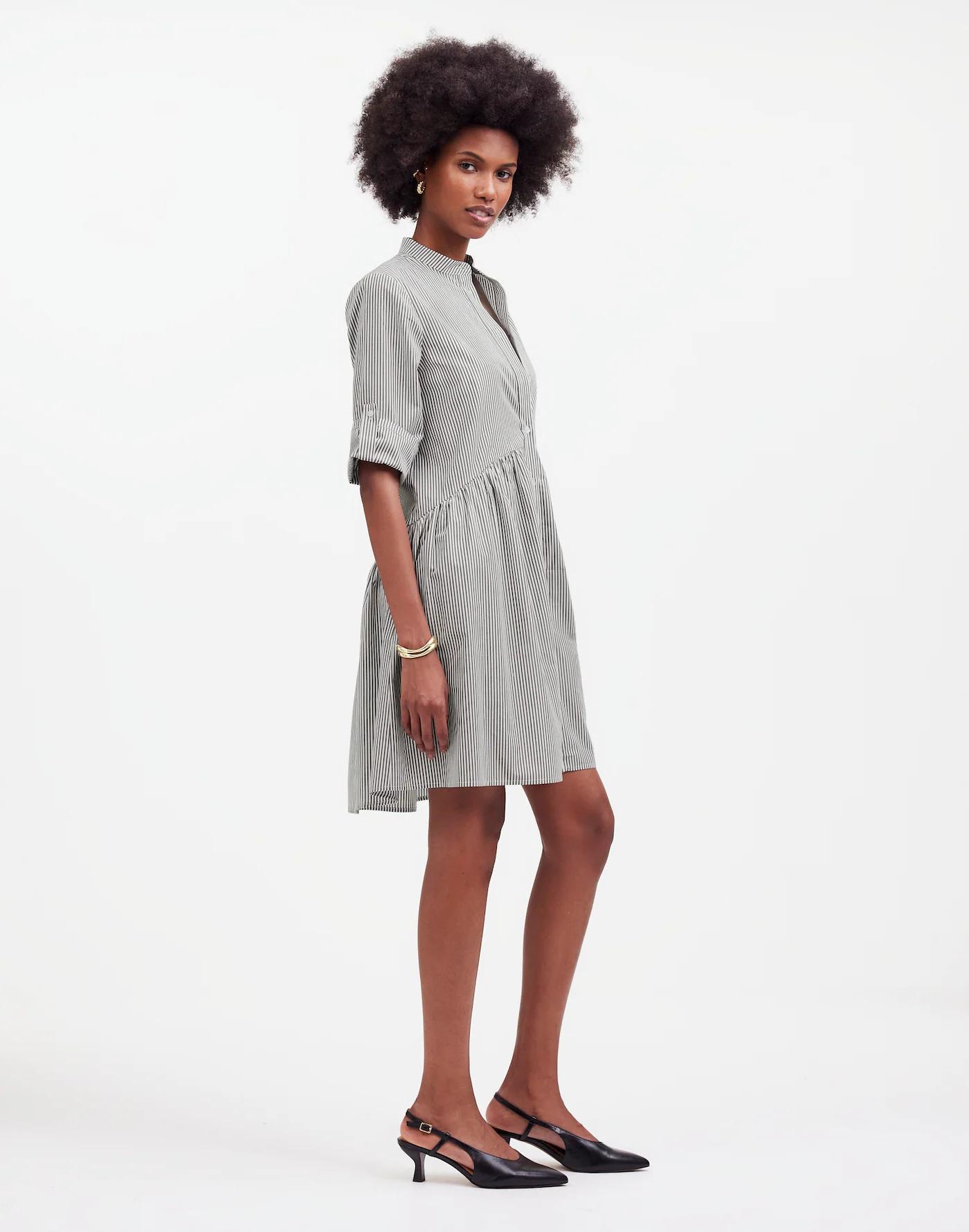 Button-Front Mini Shirtdress Product Image