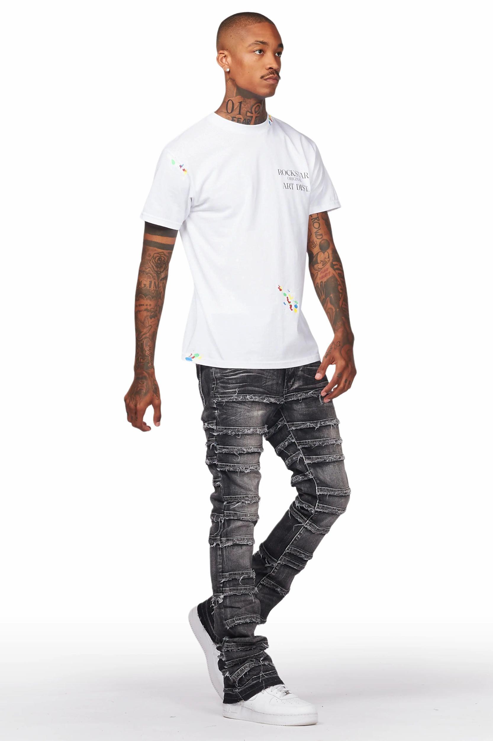 Silvan Dark Grey Stacked Flare Jean Male Product Image