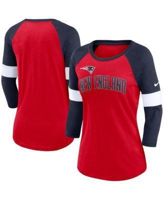 Womens Nike New England Patriots Heather /Heather Navy Football Pride Raglan 3/4-Sleeve T-Shirt Product Image
