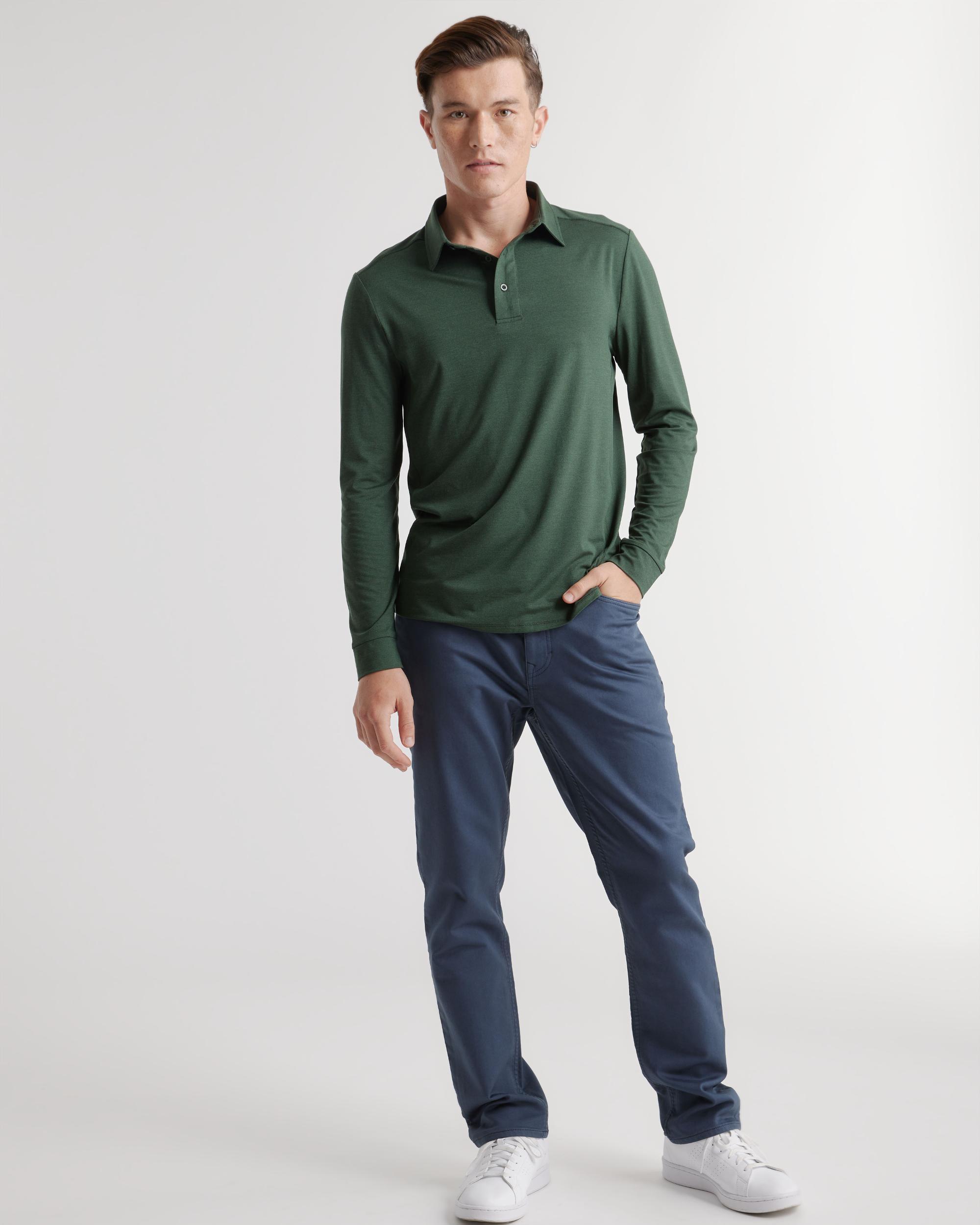 Quince | Men's Flowknit Breeze Performance Long Sleeve Polo Recycled Polyester Product Image