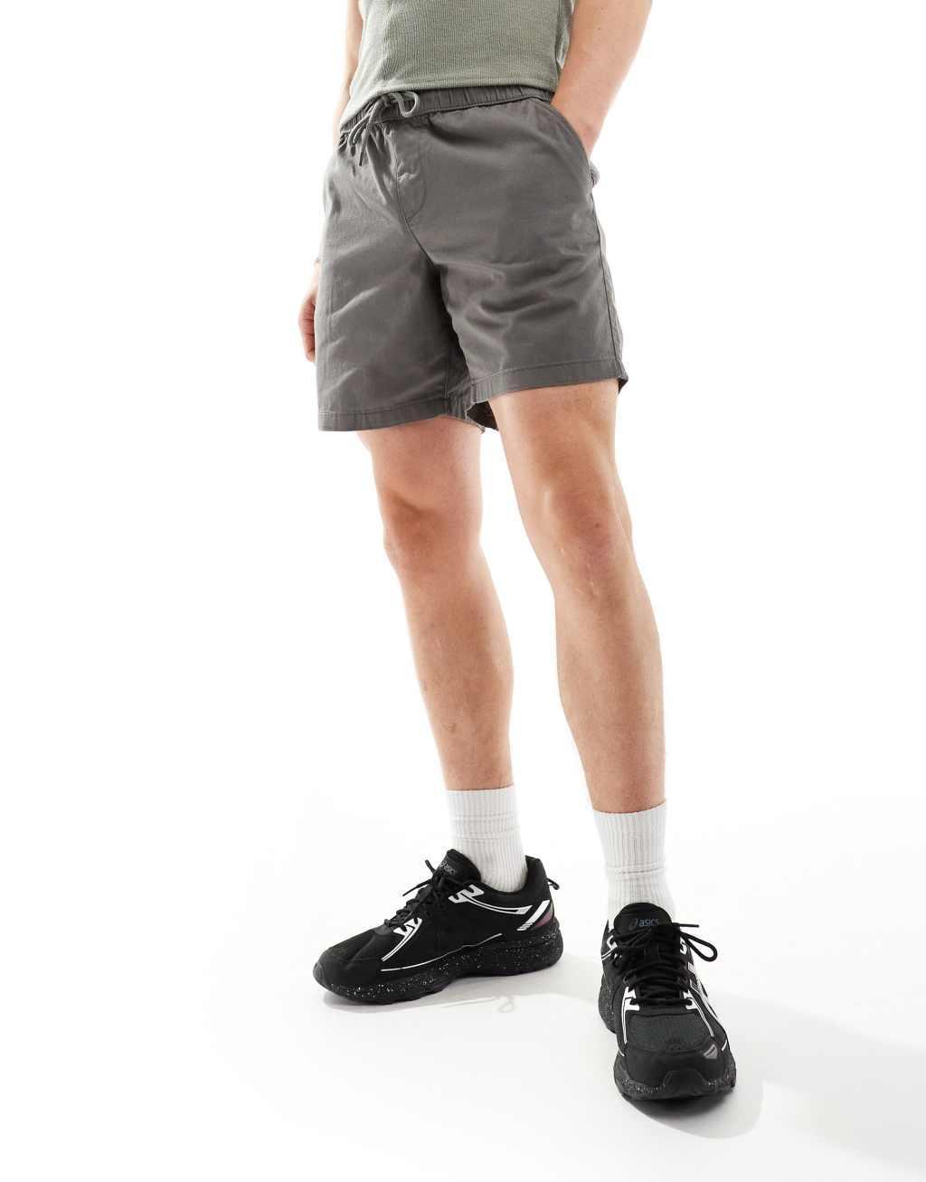 ASOS DESIGN slim chino shorts in gray Product Image