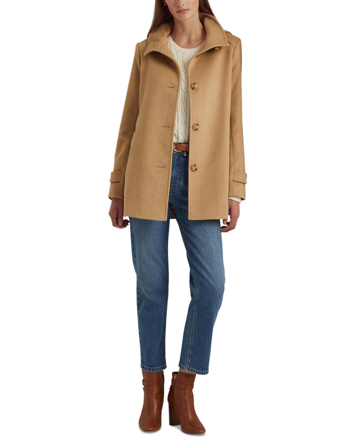 Lauren Ralph Lauren Womens Hooded Wool Blend Walker Coat Product Image