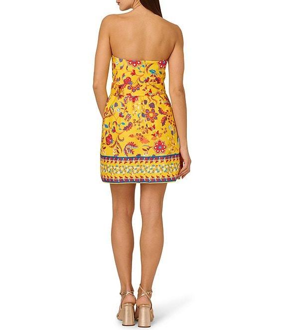 Adrianna by Adrianna Papell Floral Print Strapless Neck Sleeveless Ring A-Line Mini Dress Product Image