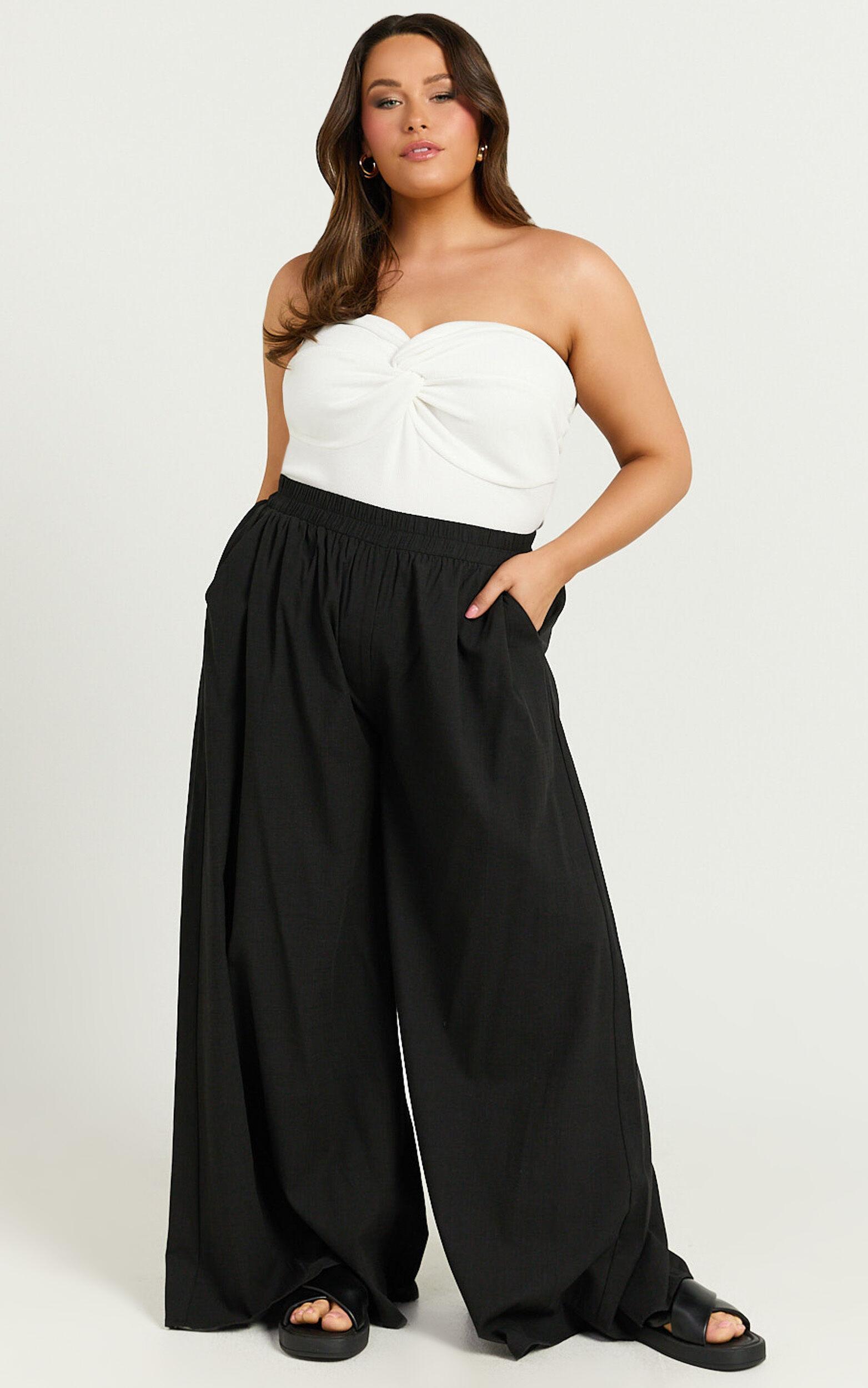 Tamara Pants - High Elasticated Waist Wide Leg Pants in Black Product Image