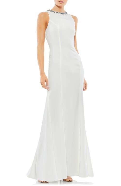 Womens Embellished Fluted-Hem Gown Product Image