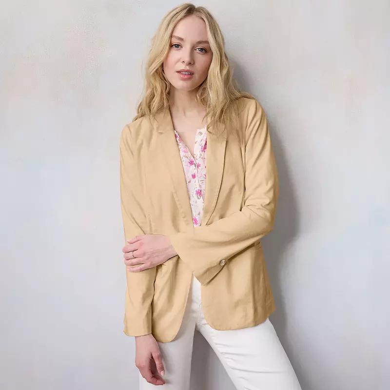 Women's LC Lauren Conrad Notch Collar 1-Button Blazer Jacket, Size: XXL, Light Beige Khaki Product Image