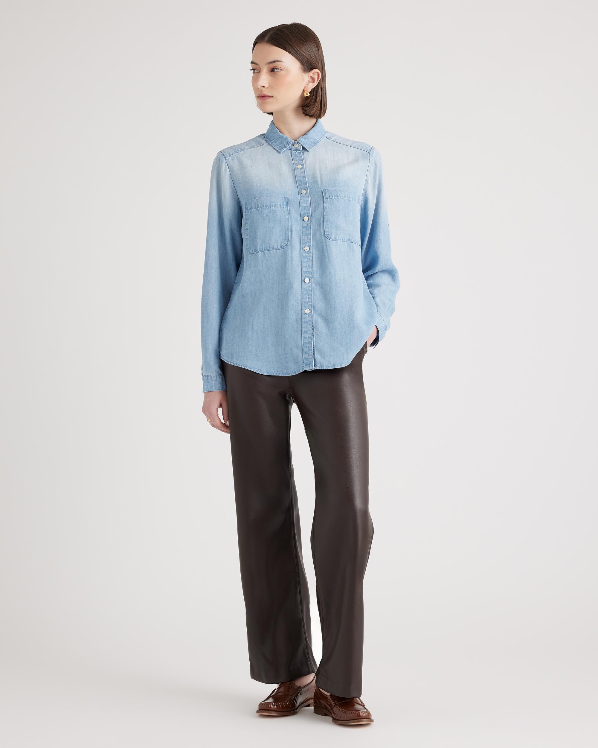 Quince | Women's Chambray Tencel Long Sleeve Shirt Product Image