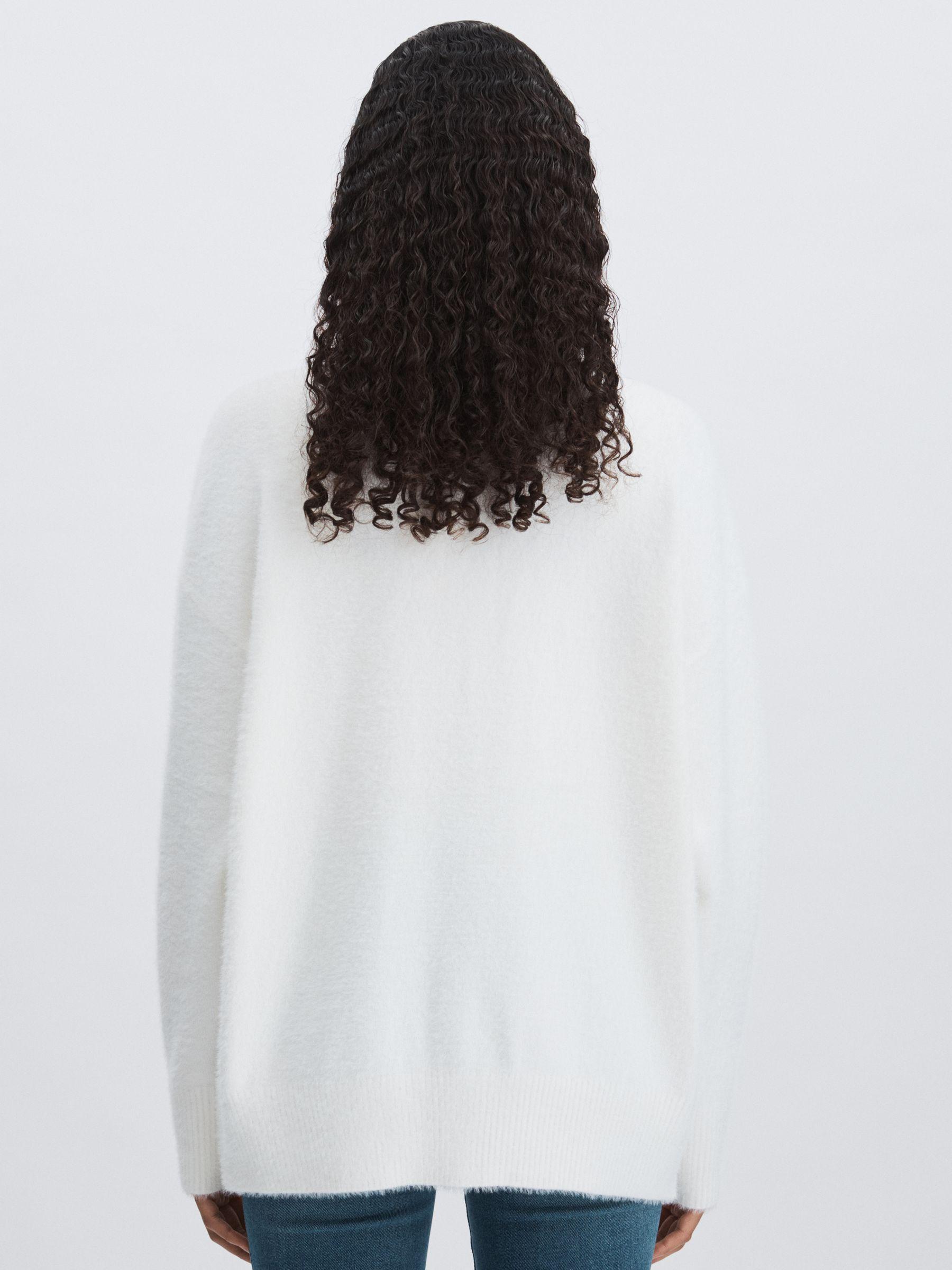 Oversized Plush Cardigan in White Product Image