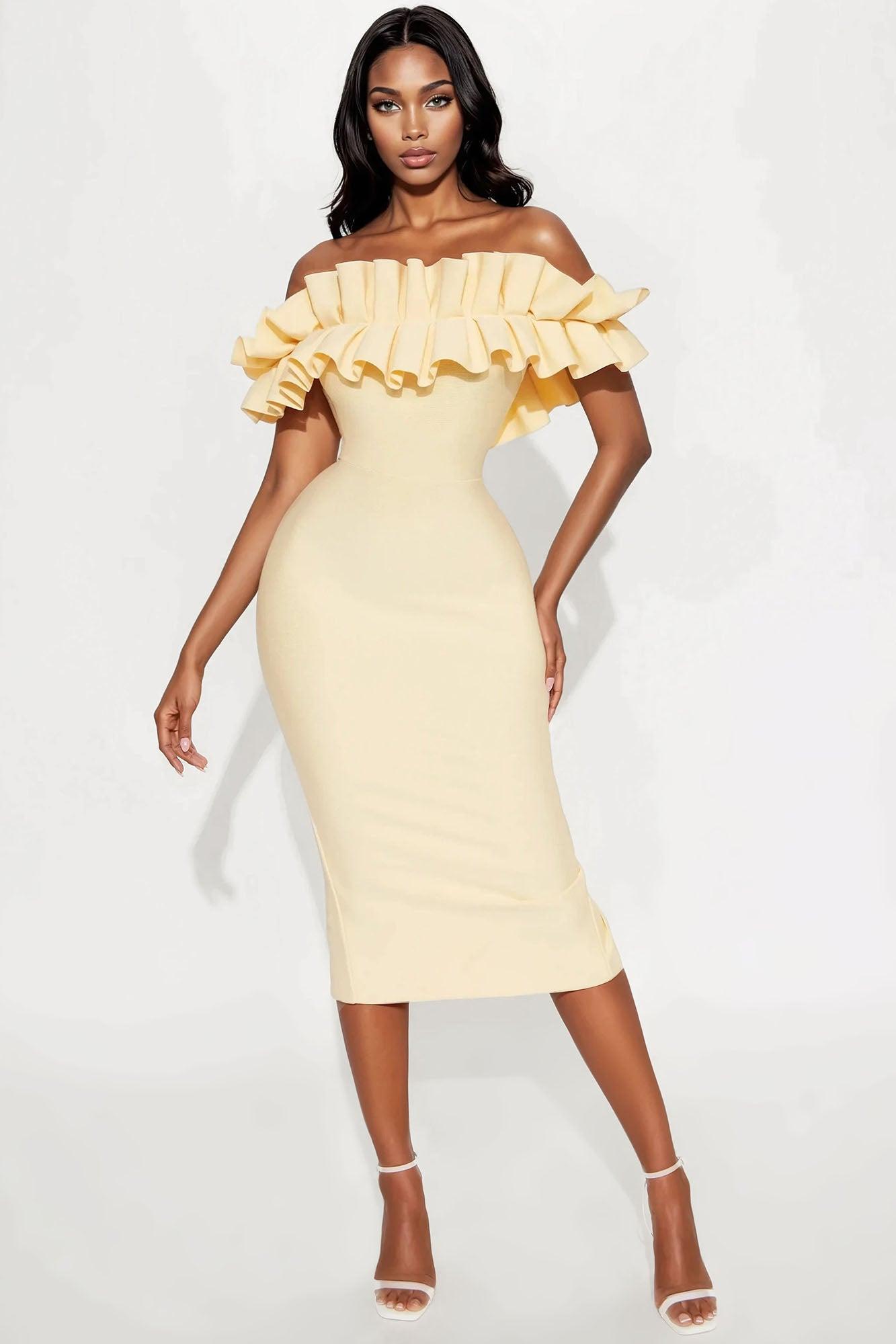 Statements Like This Midi Dress - Butter Yellow Product Image