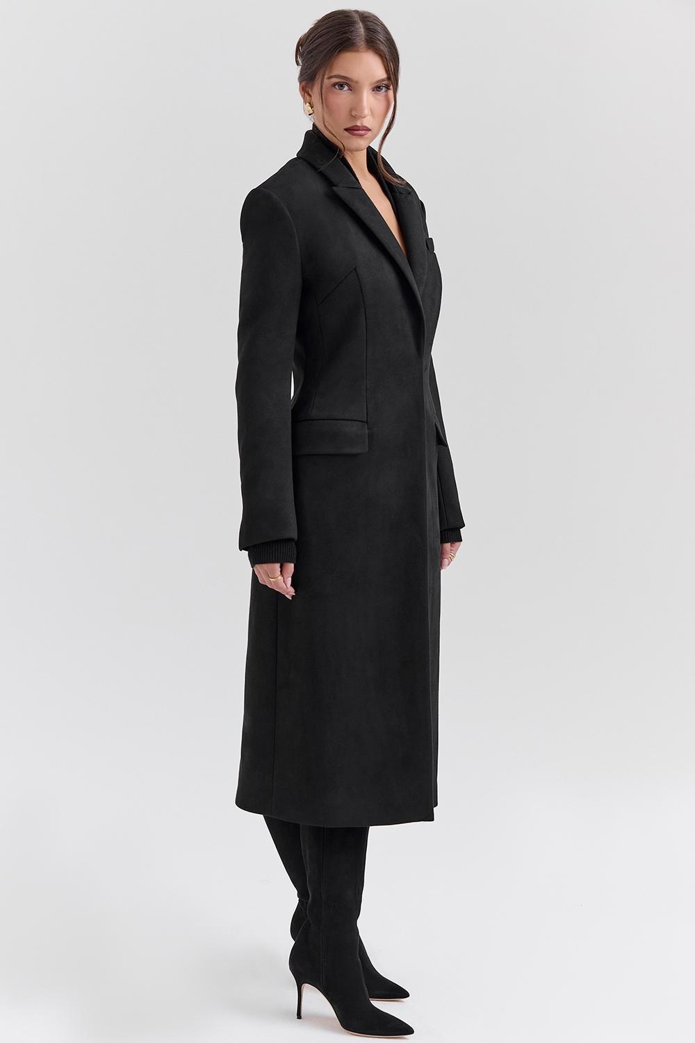Remi Black Single Breasted Long Coat Product Image
