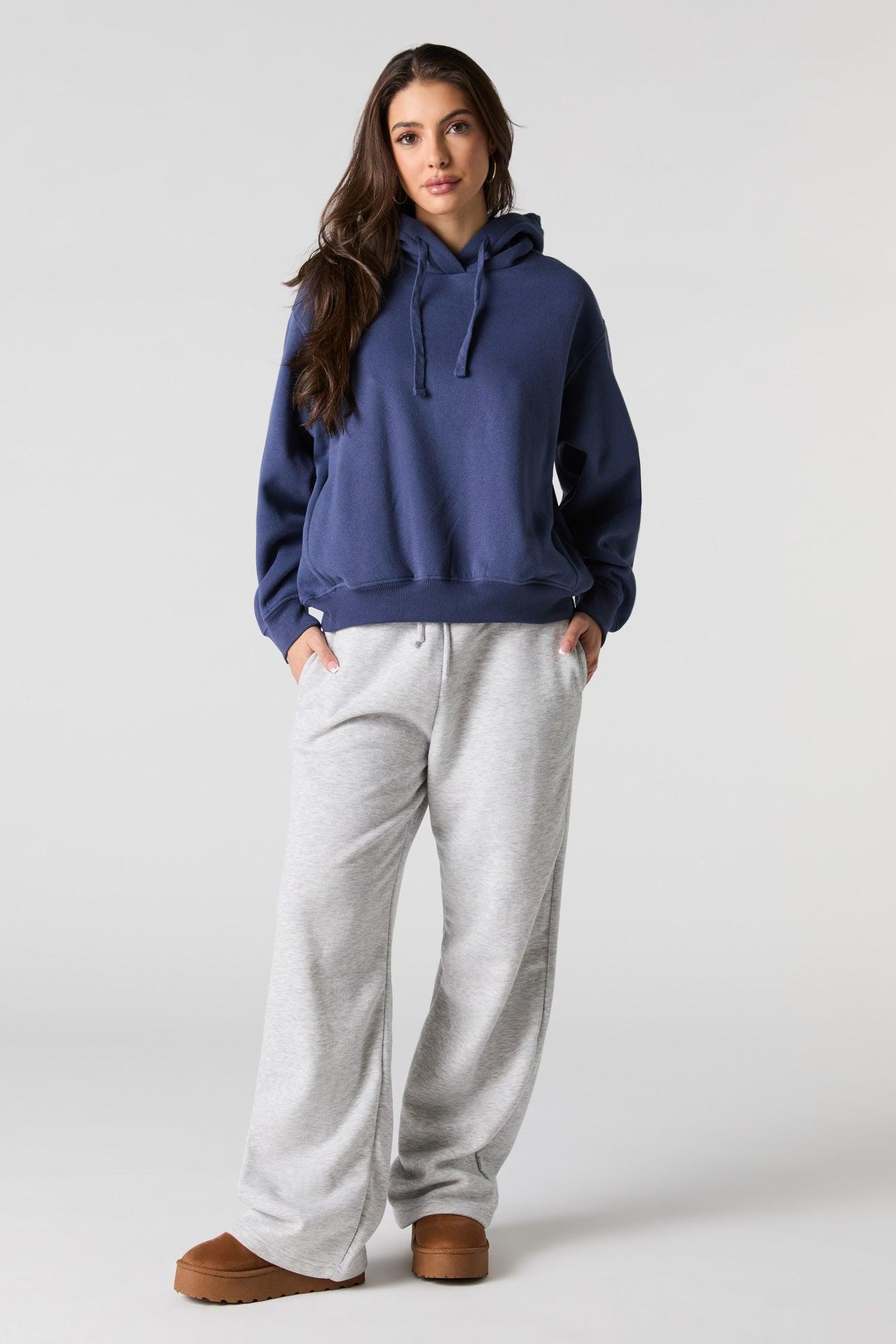 Oversized Solid Fleece Hoodie Female Product Image