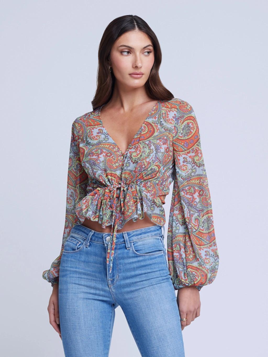 Pixie Blouse In Light Blue Paisley Product Image