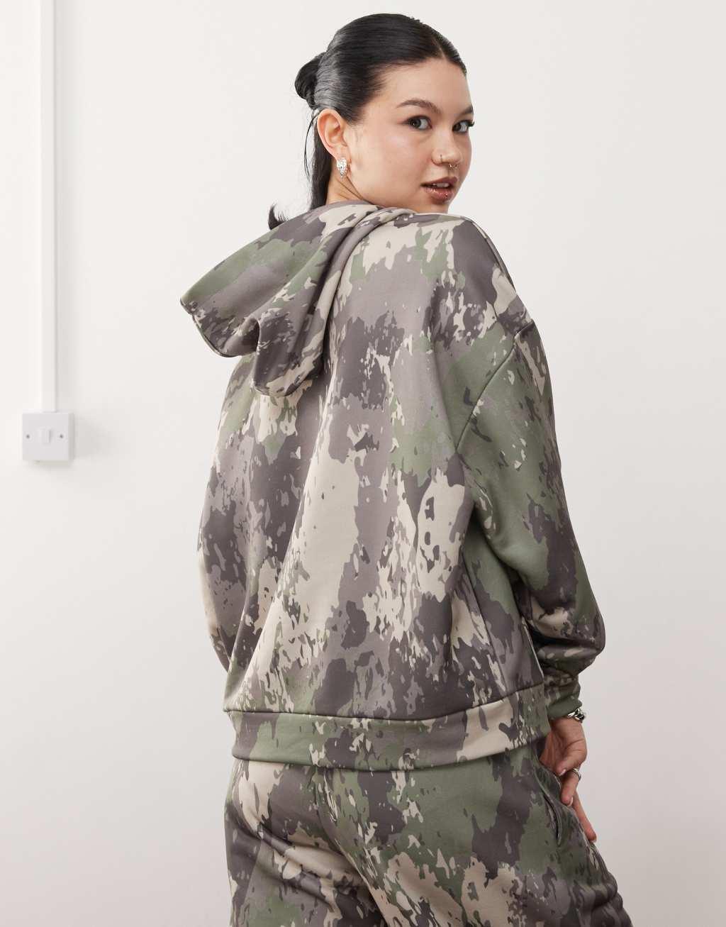 COLLUSION relaxed hoodie in green camo Product Image