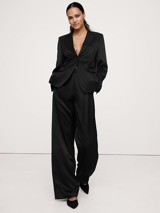 Slim Italian Satin Blazer Product Image