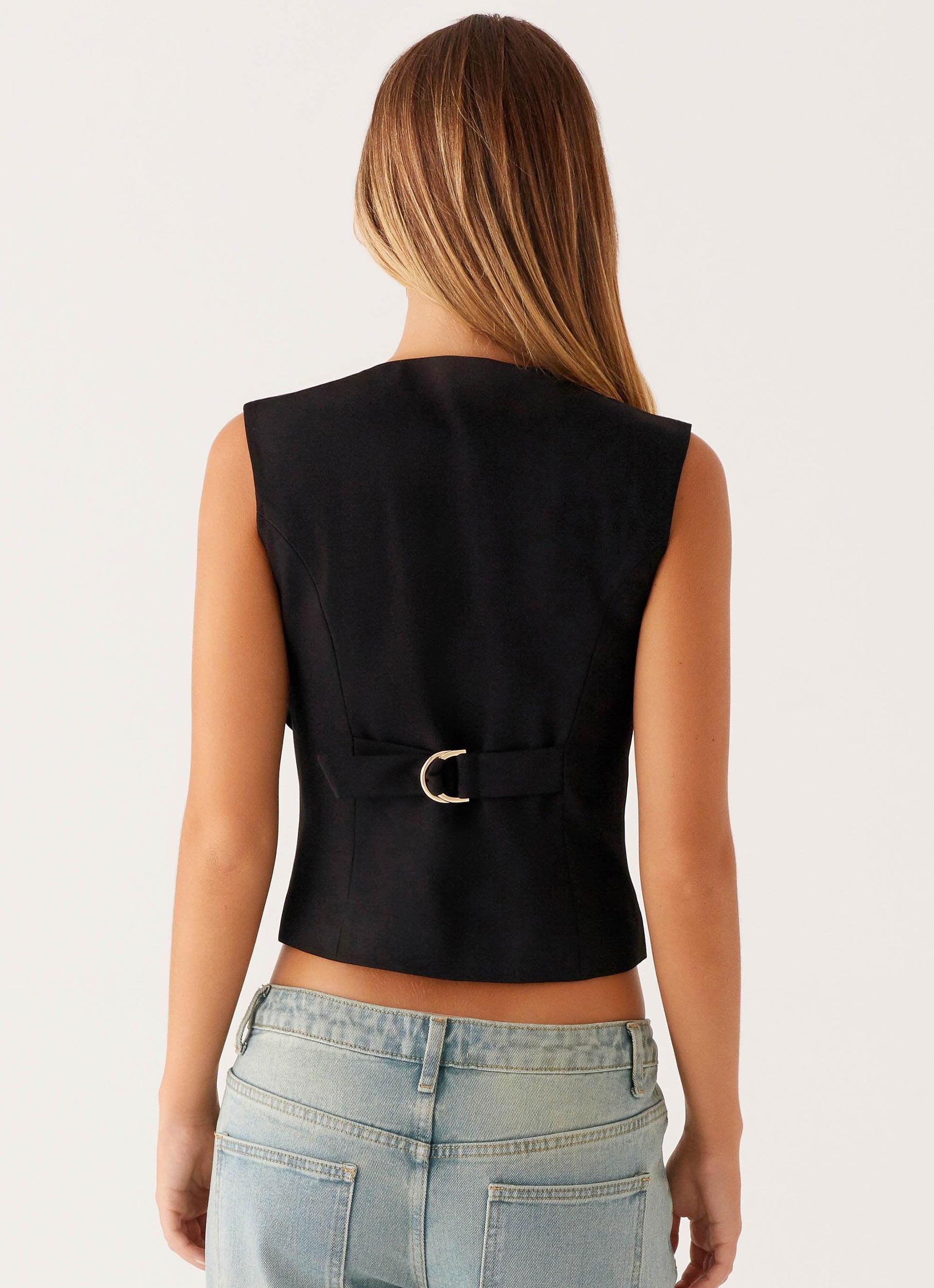 Mira Vest Top - Black Product Image