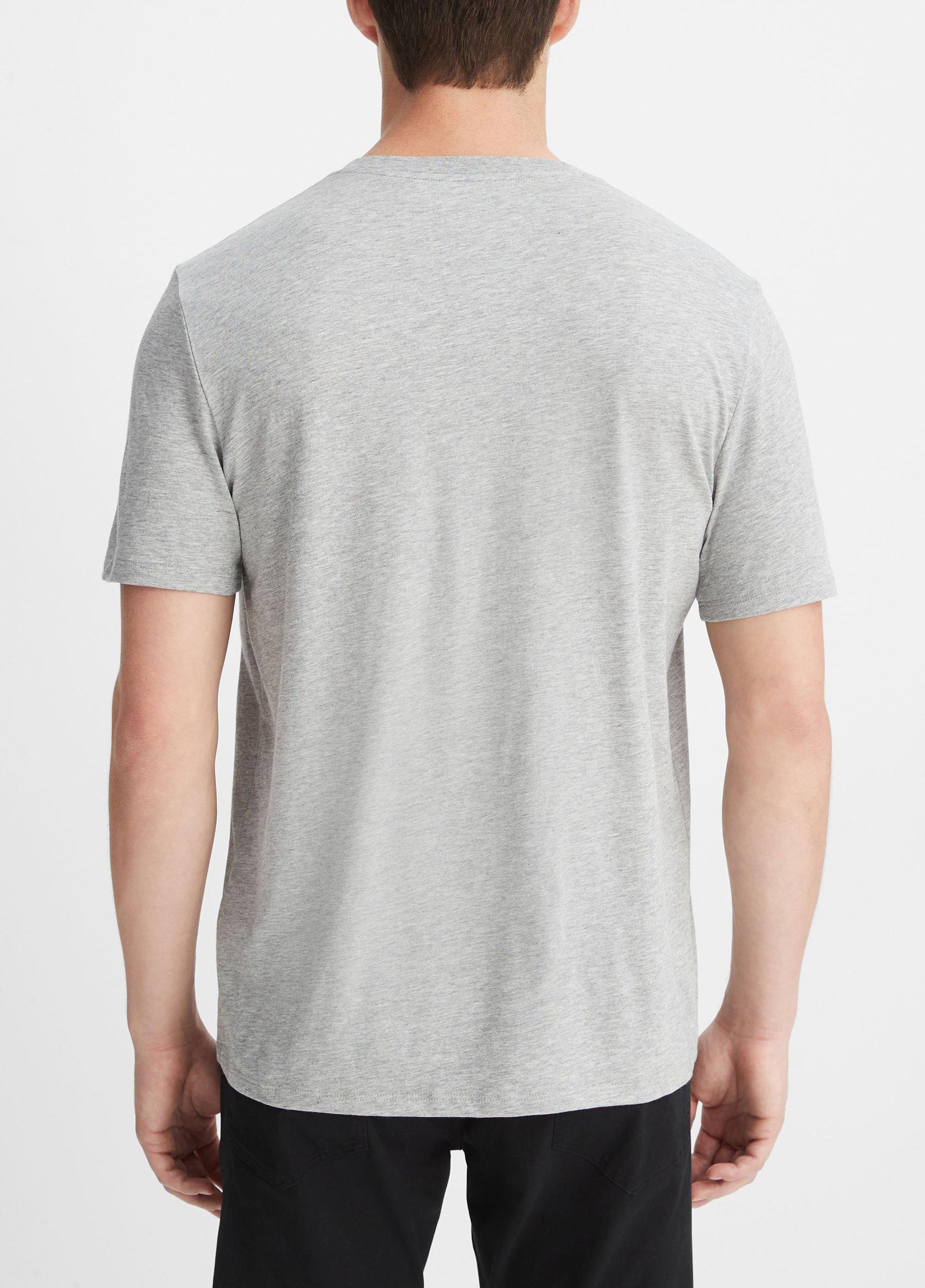 Mens Pima Cotton V-Neck T-Shirt, Heather Steel, Size XL Vince Product Image