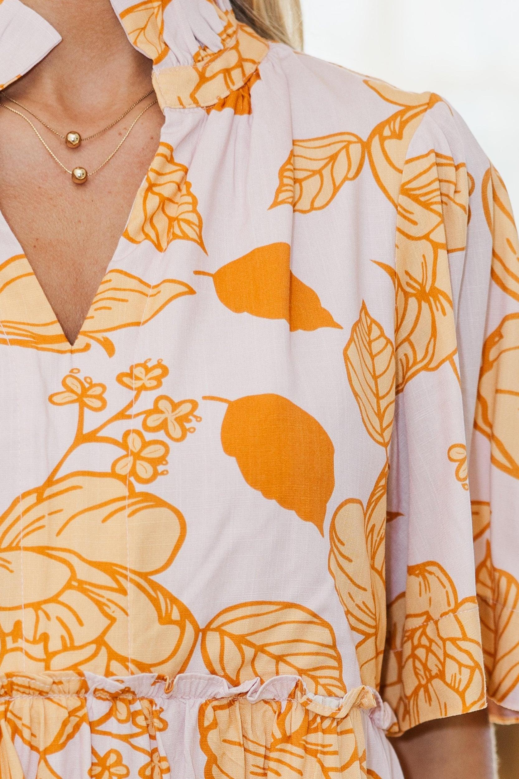 NURSING COLLECTION: Feeling Your Best Mustard Yellow Floral Dress Female Product Image