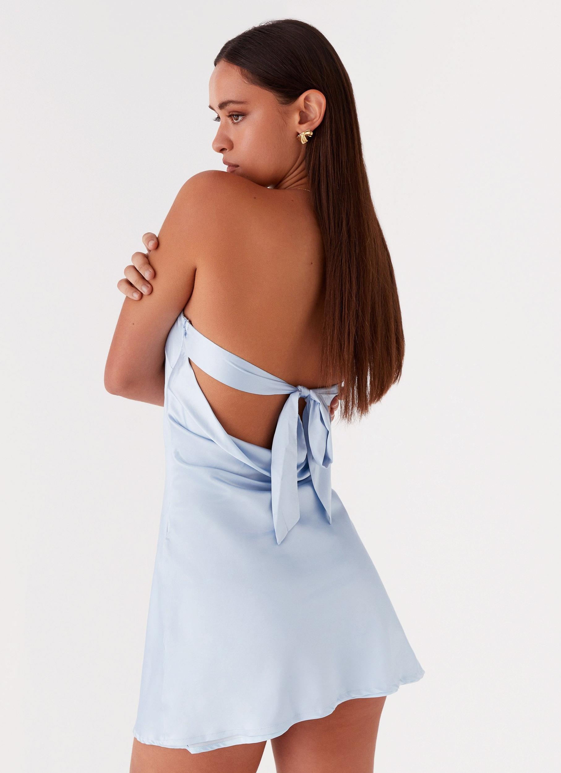 Jamie Satin Mini Dress - Blue Product Image