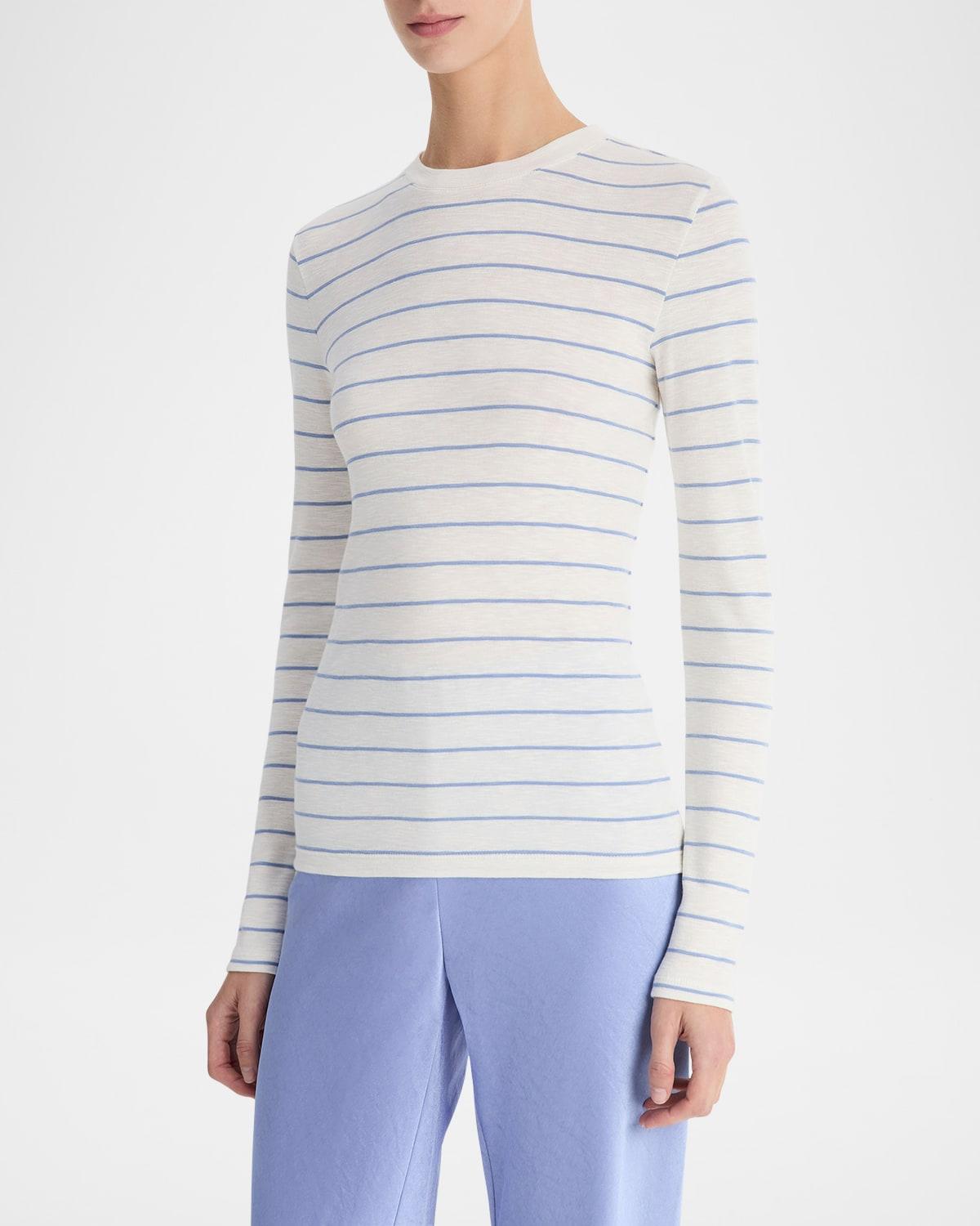 Womens Striped Cotton-Blend Crewneck Long-Sleeve T-Shirt Product Image