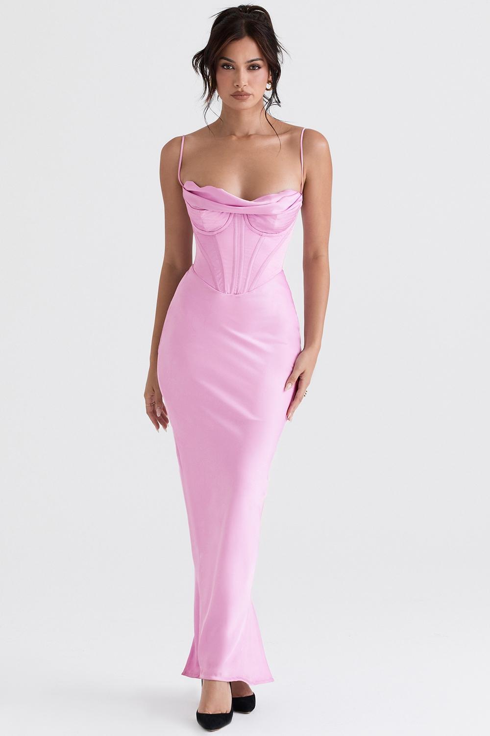 Charmaine Chocolate Corset Maxi Dress Product Image