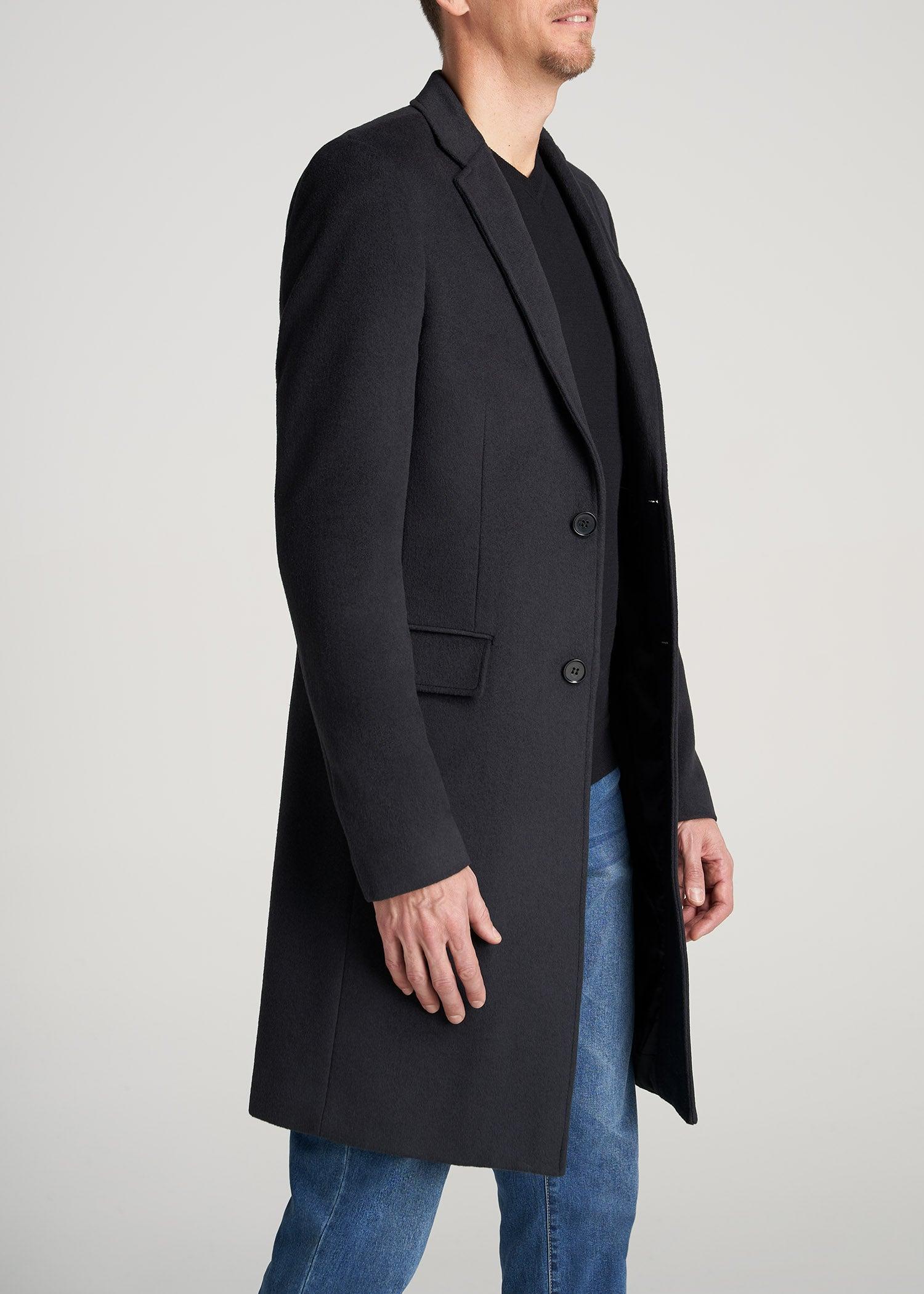 Wool Coat for Tall Men in Charcoal Mix Product Image