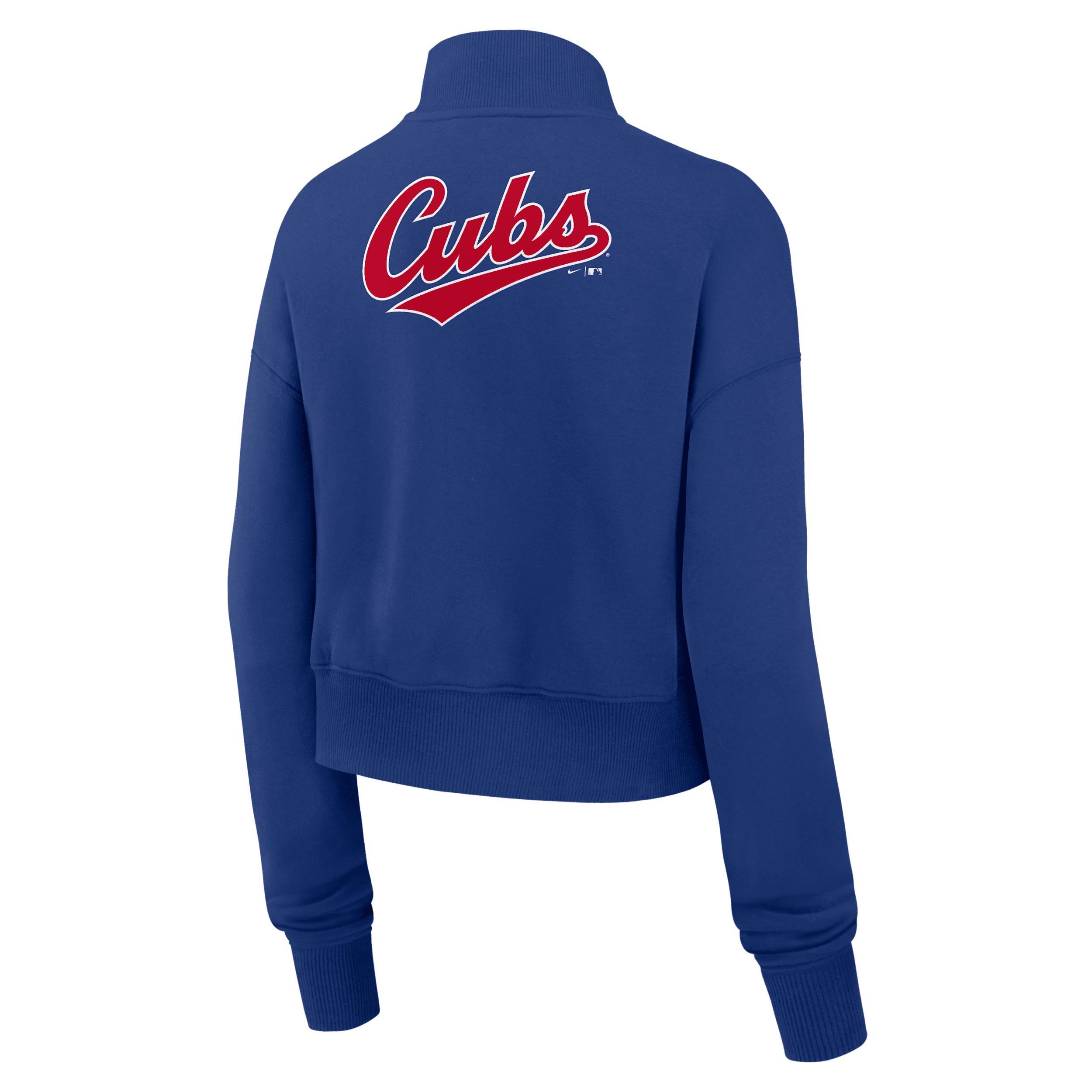 Chicago Cubs Cooperstown Phoenix Nike Women's MLB Cropped 1/2-Zip Crew Product Image