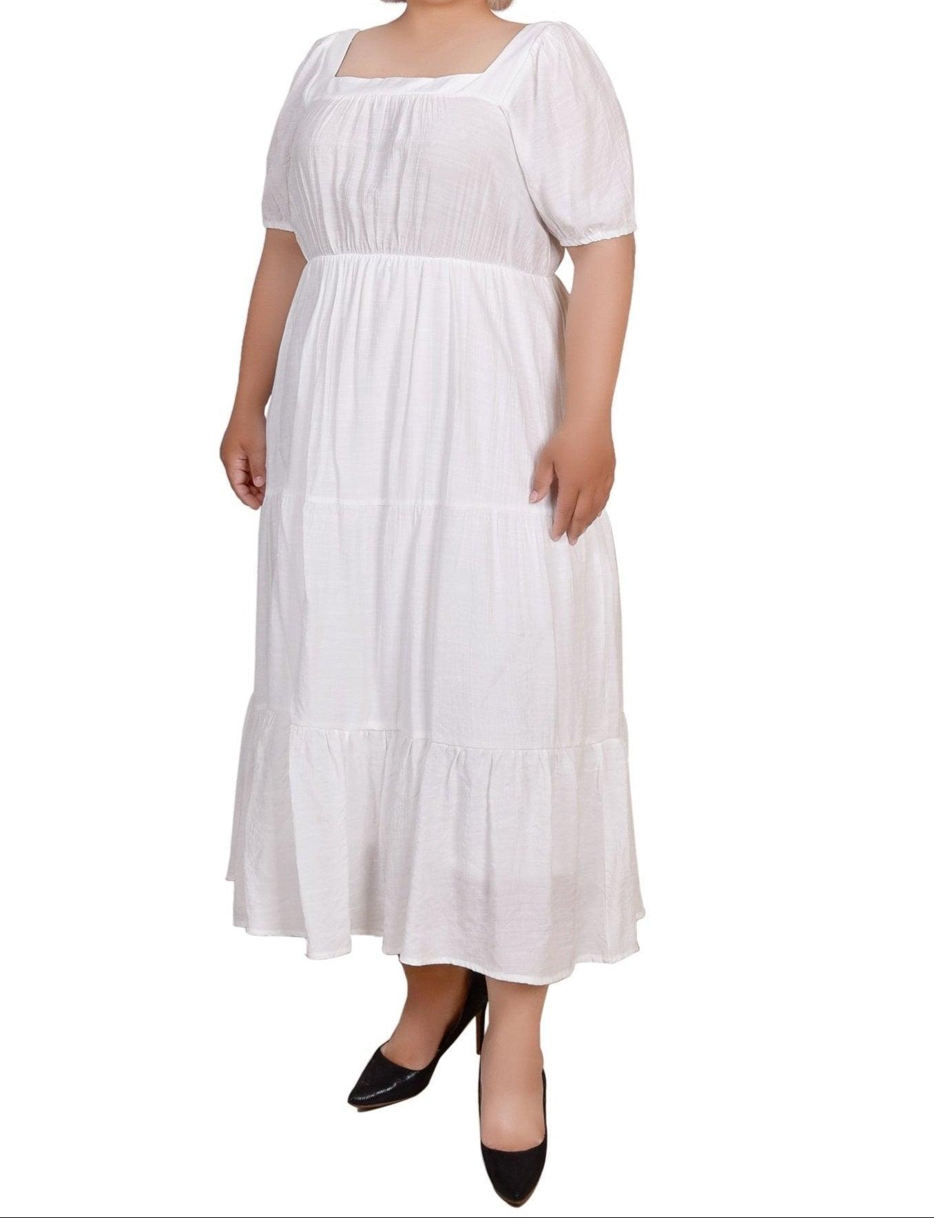 Short Sleeve Tiered Midi Dress - Plus Product Image