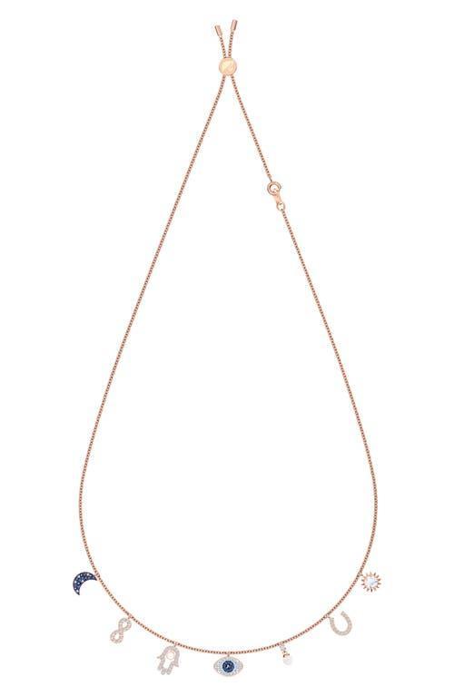 Swarovski Rose Gold-Tone Crystal Protective Charm Bolo Necklace Product Image