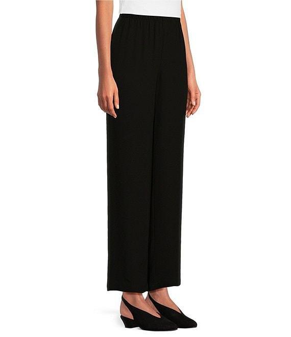 Eileen Fisher Petite Size Silk Straight Leg Pull-On Ankle Pants Product Image