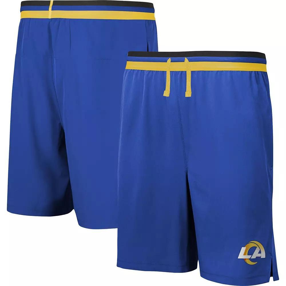 Men's Royal Los Angeles Rams Cool Down Tri-Color Elastic Training Shorts, Size: Large, Blue Product Image