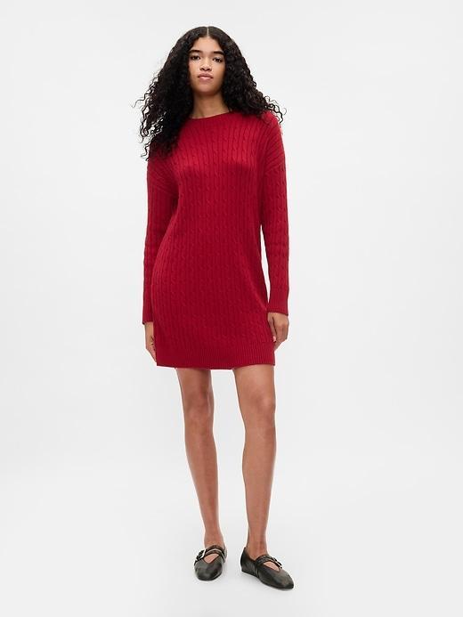 CashSoft Cable-Knit Mini Sweater Dress Product Image
