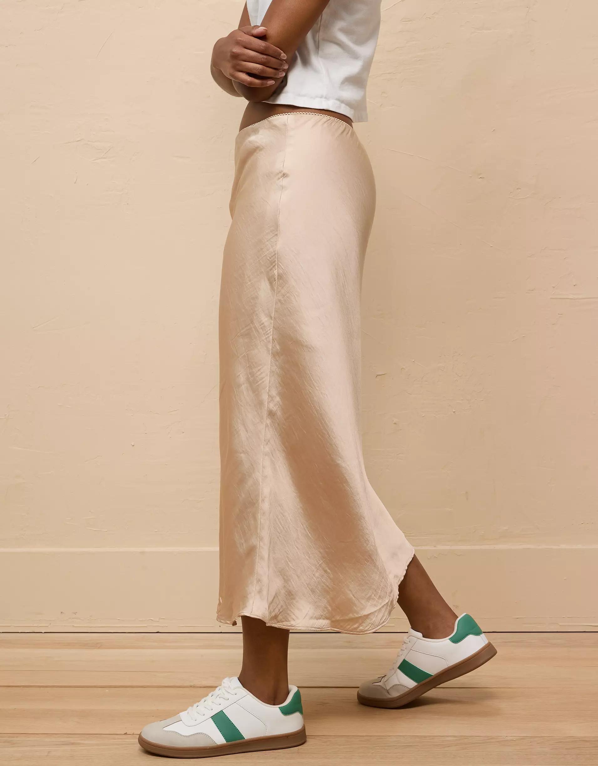 AE High-Waisted Midi Slip Skirt Product Image