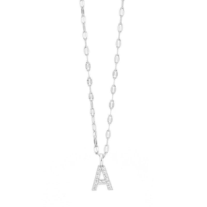Judy Crowell Sterling Silver Cubic Zirconia Pave Mirror Chain Initial Necklace, Women's, Size: 18" Product Image