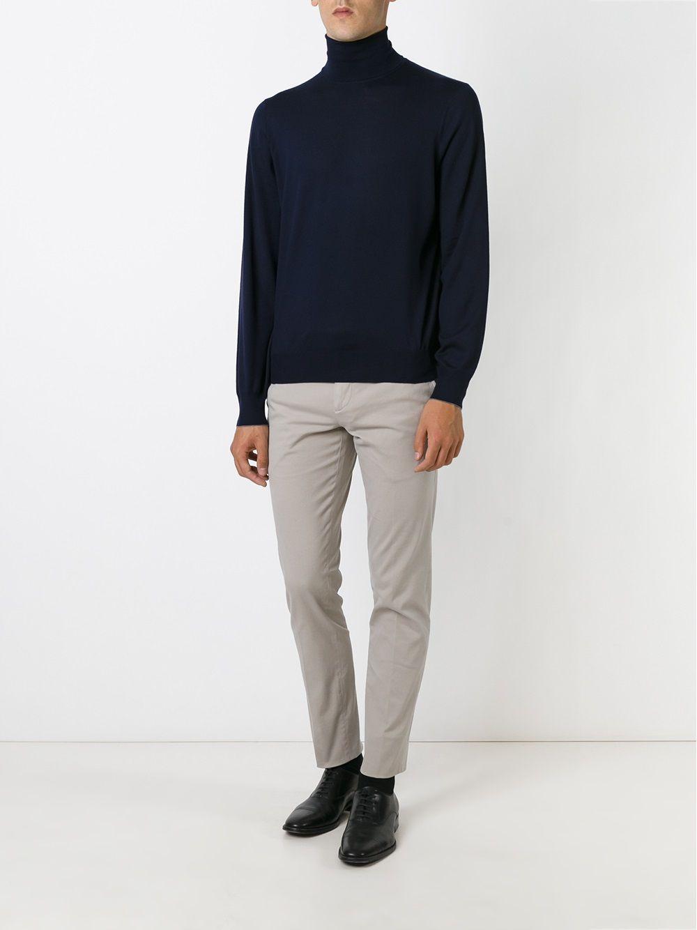 BRUNELLO CUCINELLI Cashmete Roll Neck Sweater In Blue Product Image