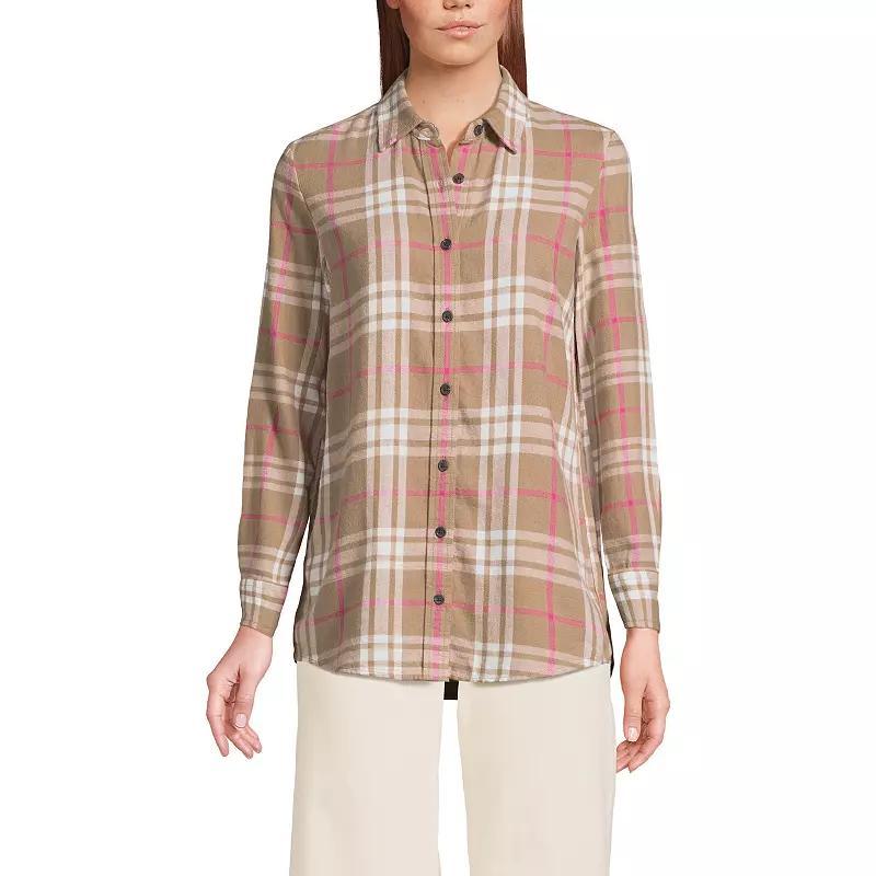 Petite Lands End Flannel Boyfriend Shirt, Womens Product Image
