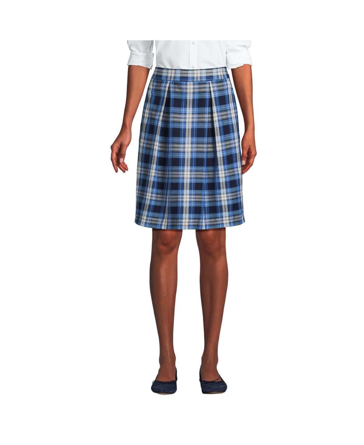 Women's Lands' End School Uniform Plaid Top-Of-Knee Skort, Size: 4, Clear Blue Plaid Product Image