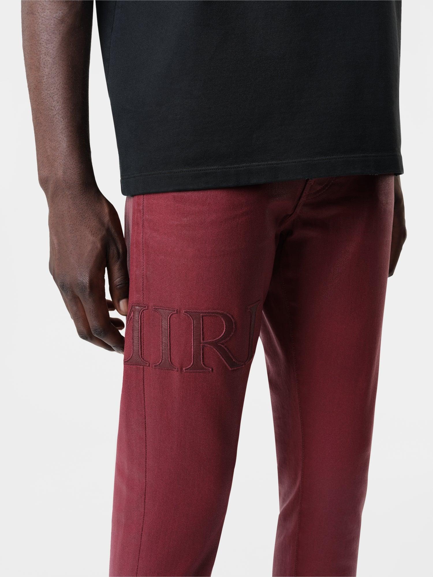 SERIF LOGO WAX SKINNY JEAN - Burgundy Male Product Image