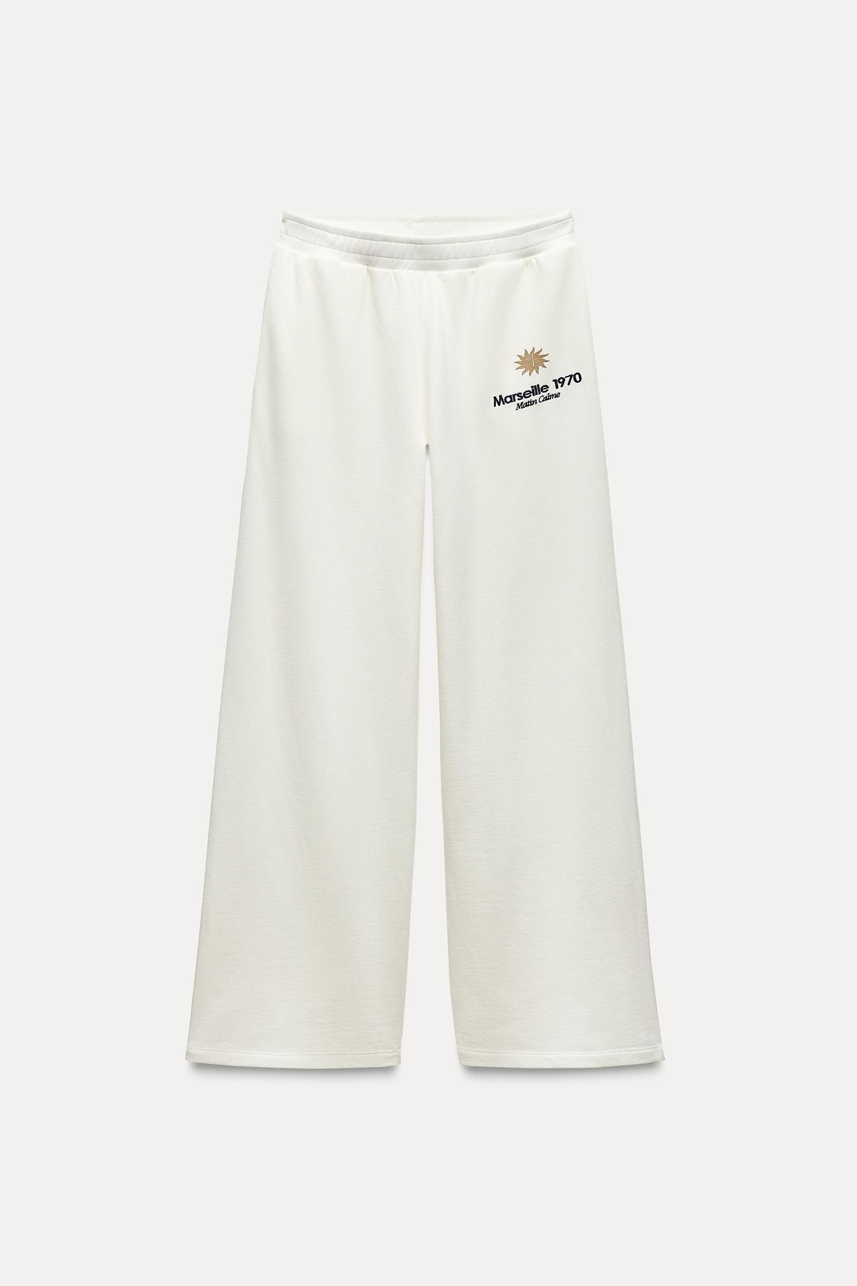 EMBROIDERED PLUSH PANTS Product Image