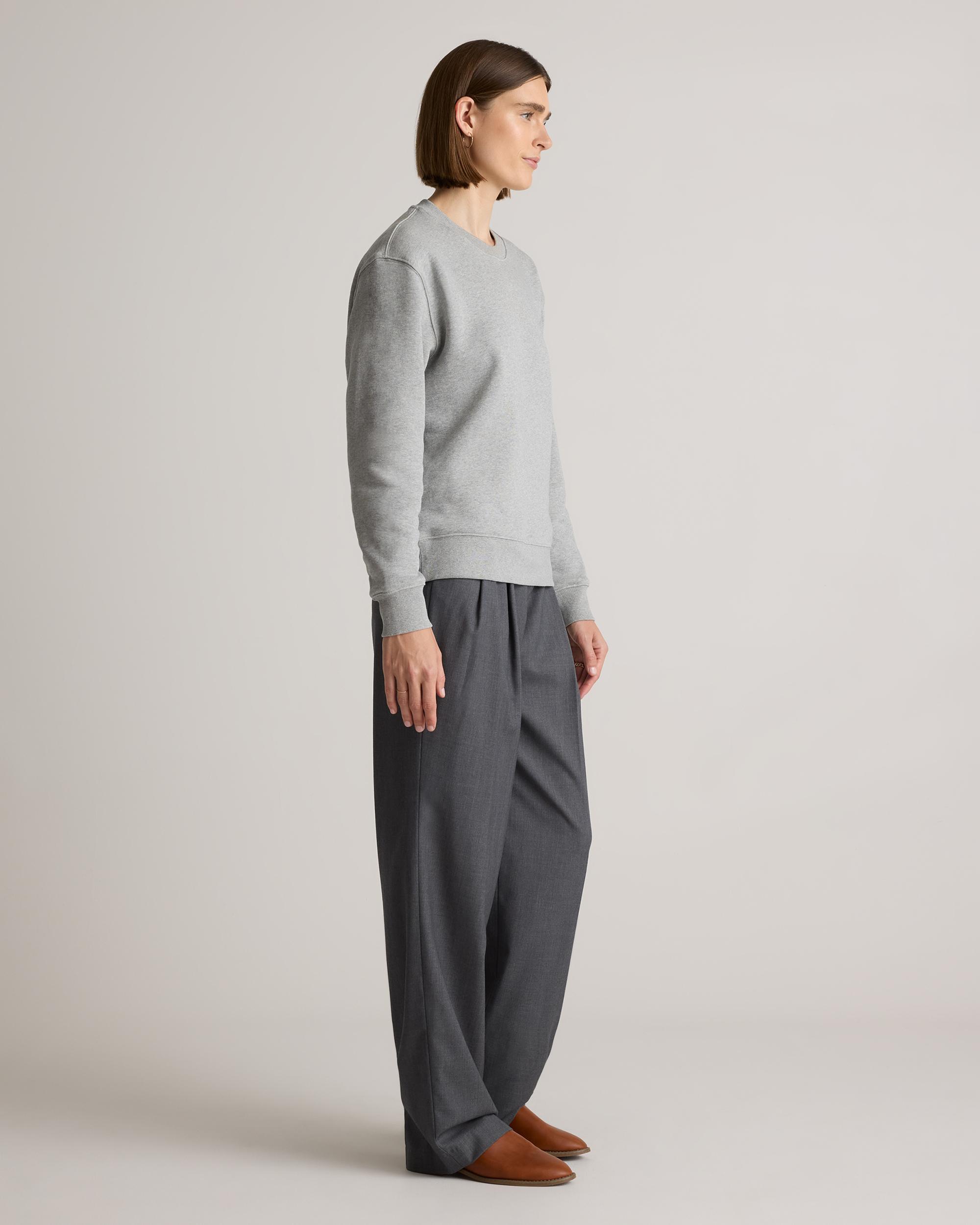 Quince | Women's Organic Heavyweight Fleece Crew Neck Alpaca Sweater Organic Cotton Product Image