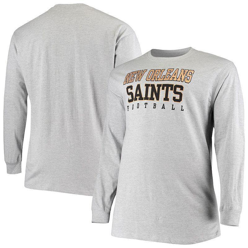 Mens Fanatics Branded Heathered Gray New Orleans Saints Big & Tall Practice Long Sleeve T-Shirt Product Image