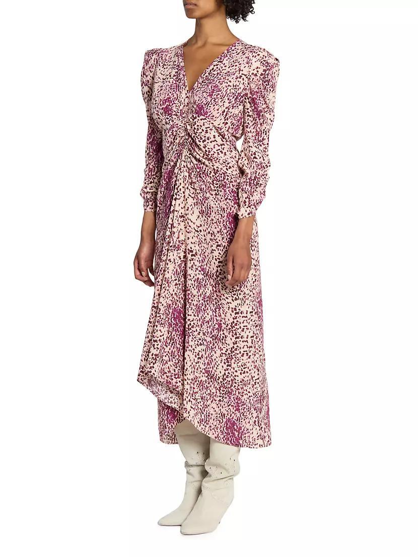 Albini Printed Silk-Blend Gathered Midi-Dress Product Image