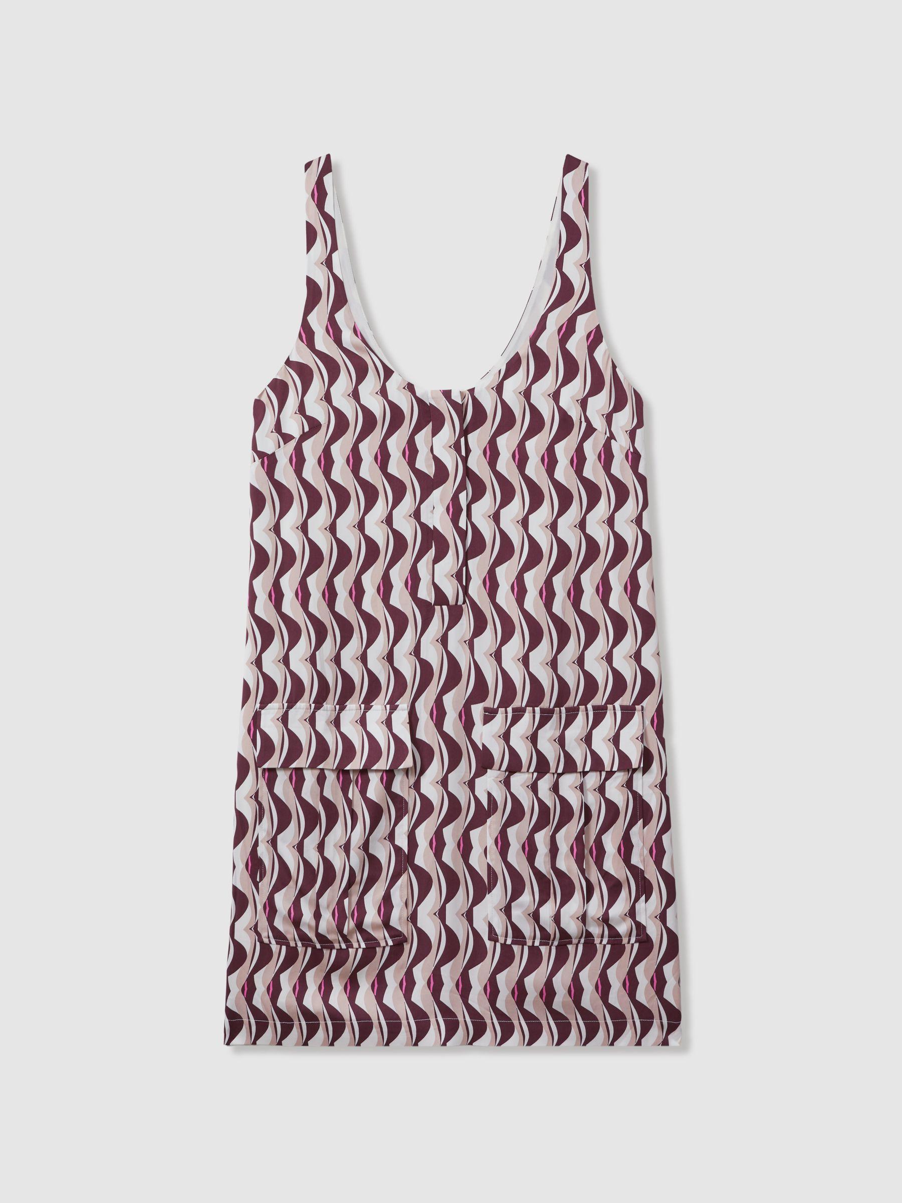 Wave Print Mini Dress in Burgundy Product Image