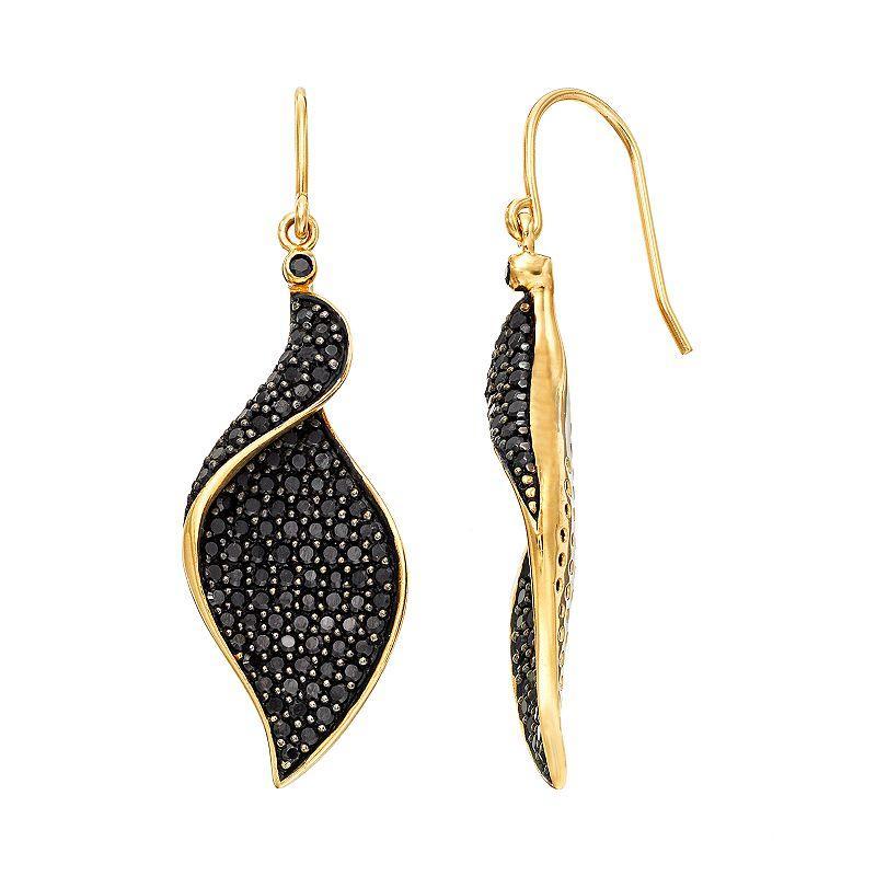 Sophie Miller Cubic Zirconia 14k Gold Over Silver Marquise Drop Earrings, Womens, Black Product Image