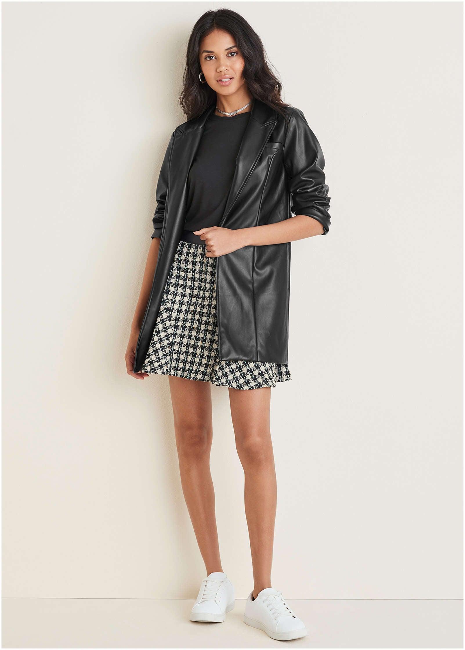Faux Leather Blazer - Black Product Image