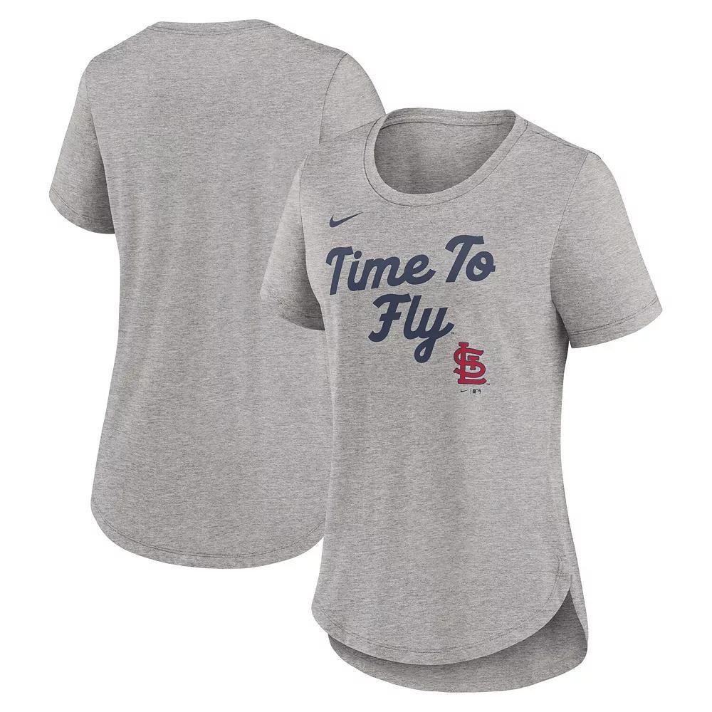 Women's Nike Heather Gray St. Louis Cardinals Script Tri-Blend T-Shirt, Size: Medium, Grey Product Image