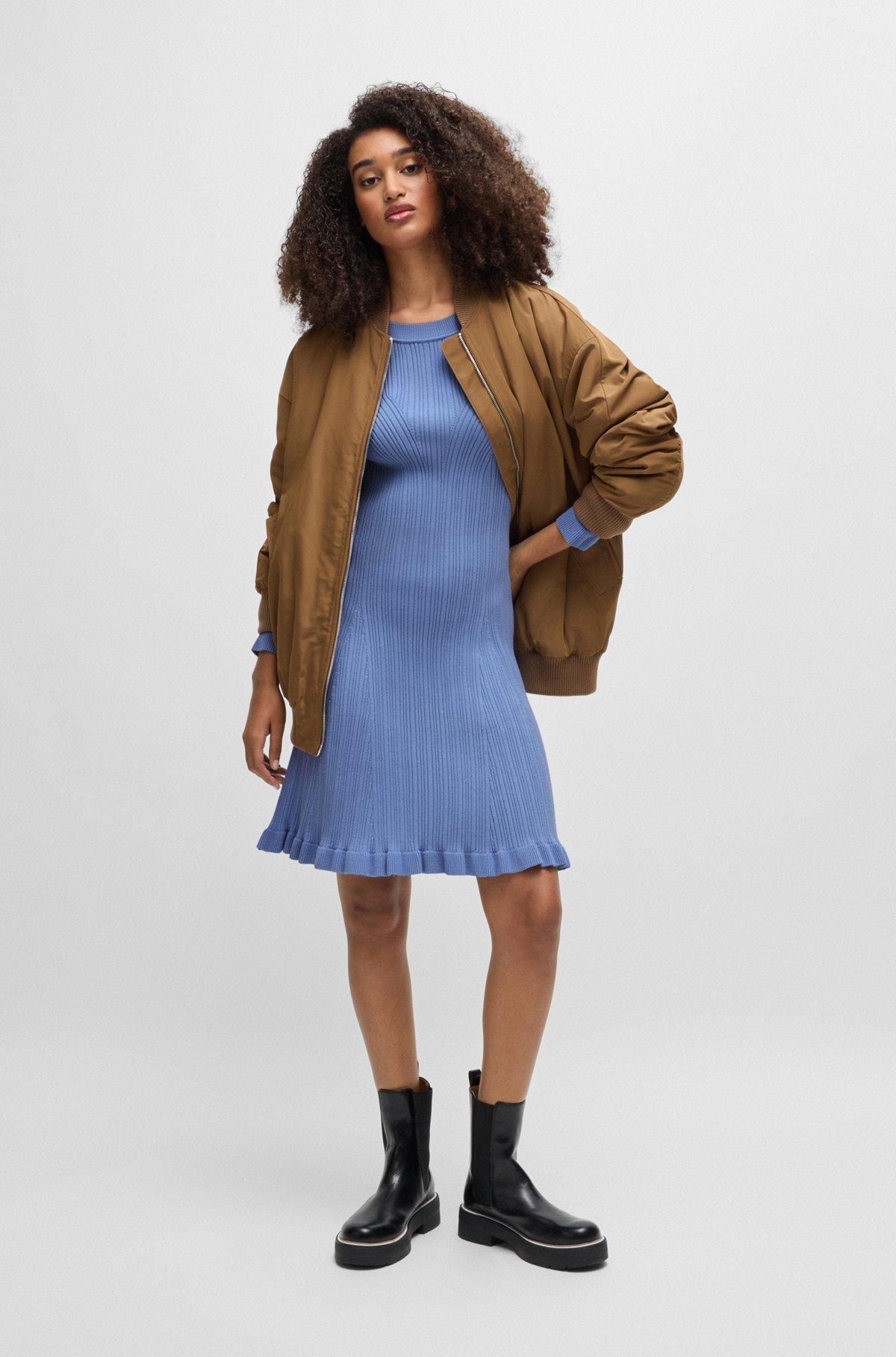 Long-sleeved knitted dress with ribbed structure Product Image